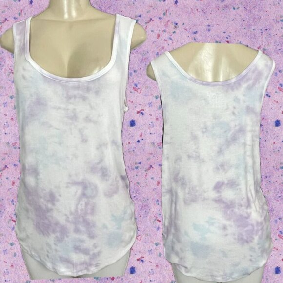 Terra & Sky 0X Lilac Tie-Dye Ribbed Scoop Neckline Tank Top - Picture 1 of 5